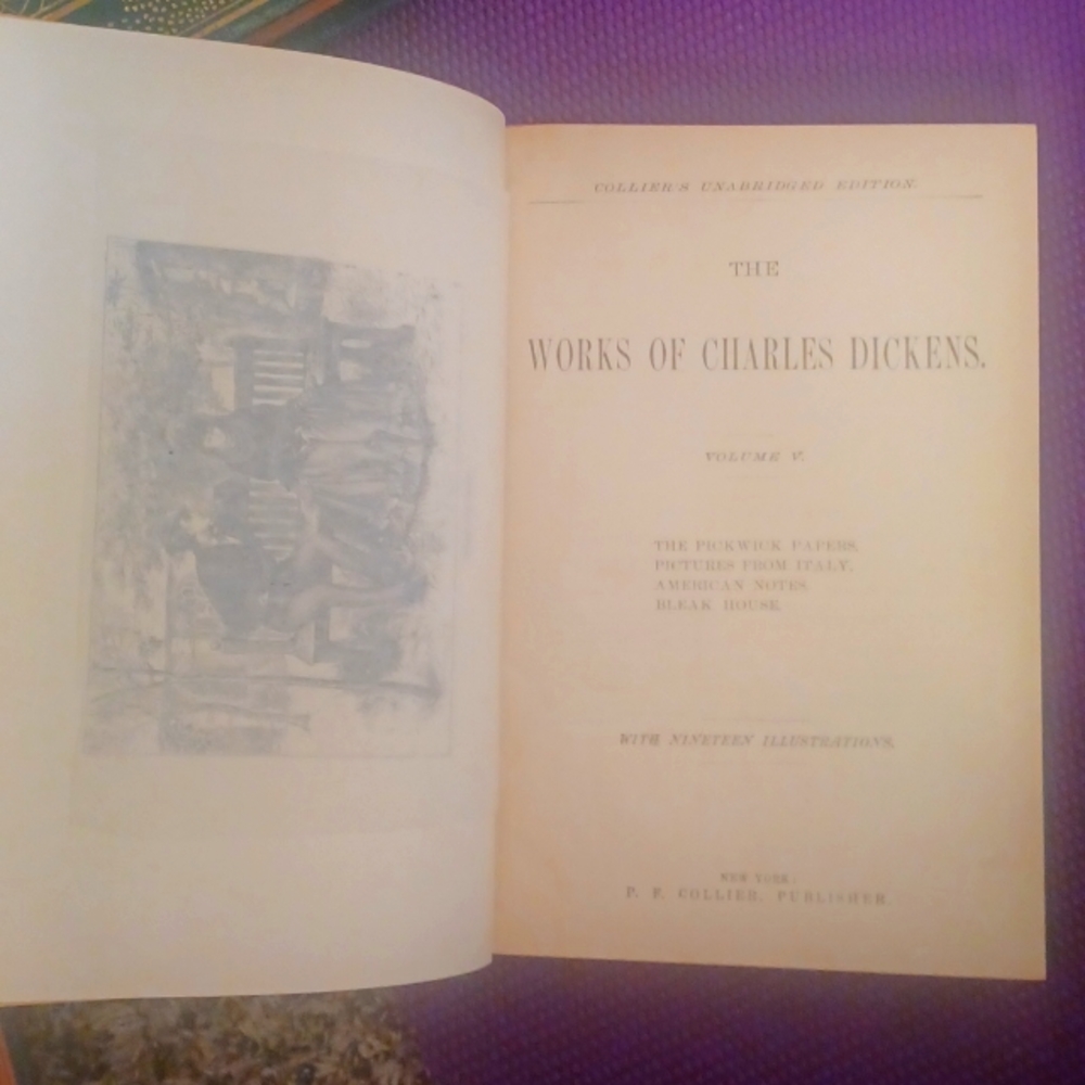 Hardback the Works of CHARLES DICKENS. colliers unbridged edition